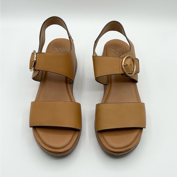 Sofft Tan Leather Wedge Platform Faedra Sandals Women’s Size 7